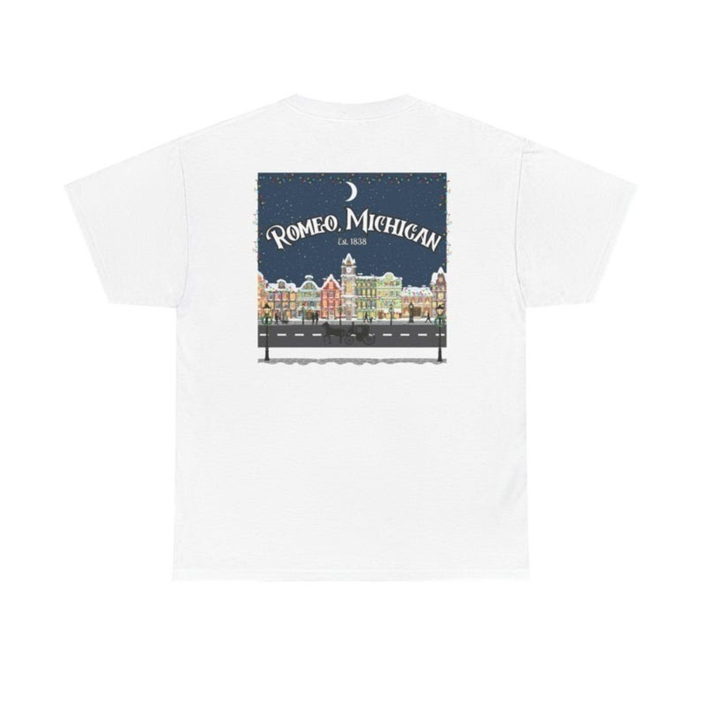 Romeo Michigan Christmas Charity Tee, Small Town Holiday Shirt White Shirt